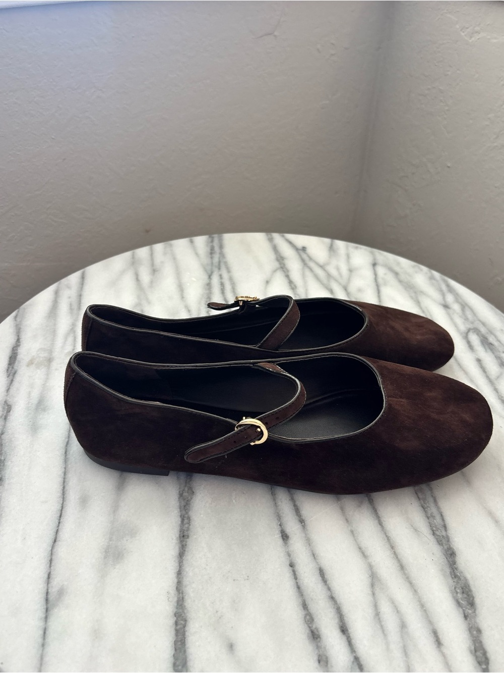 Tory Burch Chocolate Brown Suede Mary Jane Flats - Picture 6 of 12